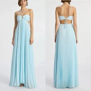 A.L.C Moira Satin Pleated Maxi Dress ,4